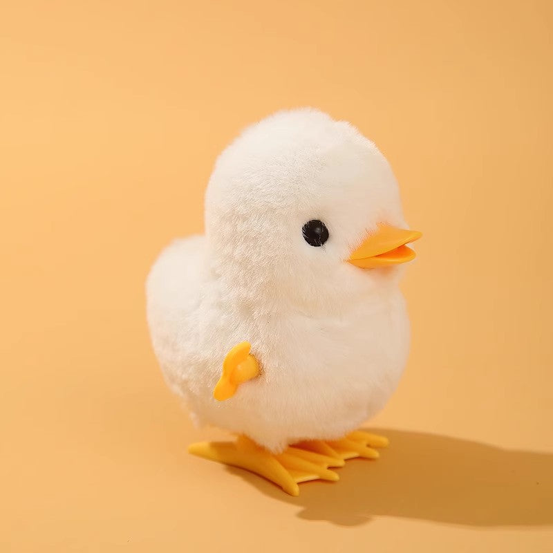 Cute White Wind-Up Jumping Duck Toy